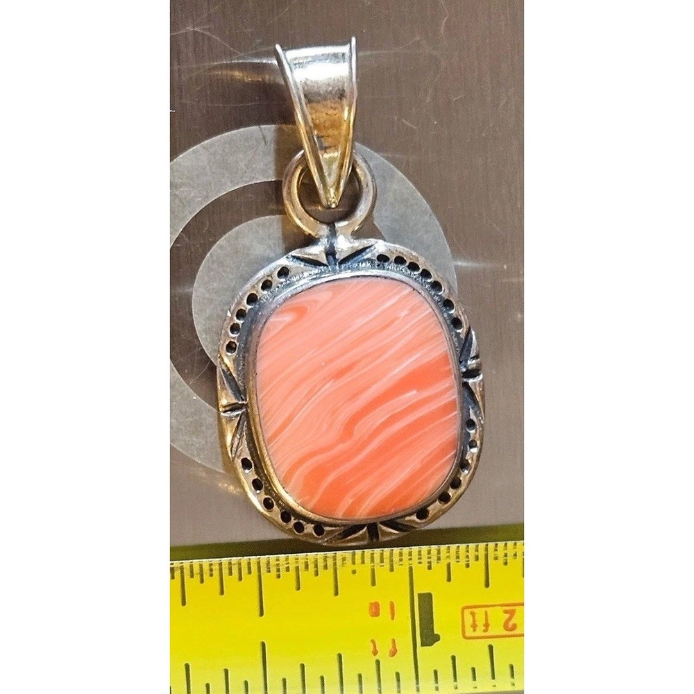 Vintage 925 Sterling Silver Natural Banded Rhodochrosite Pendant 11.7g Boho